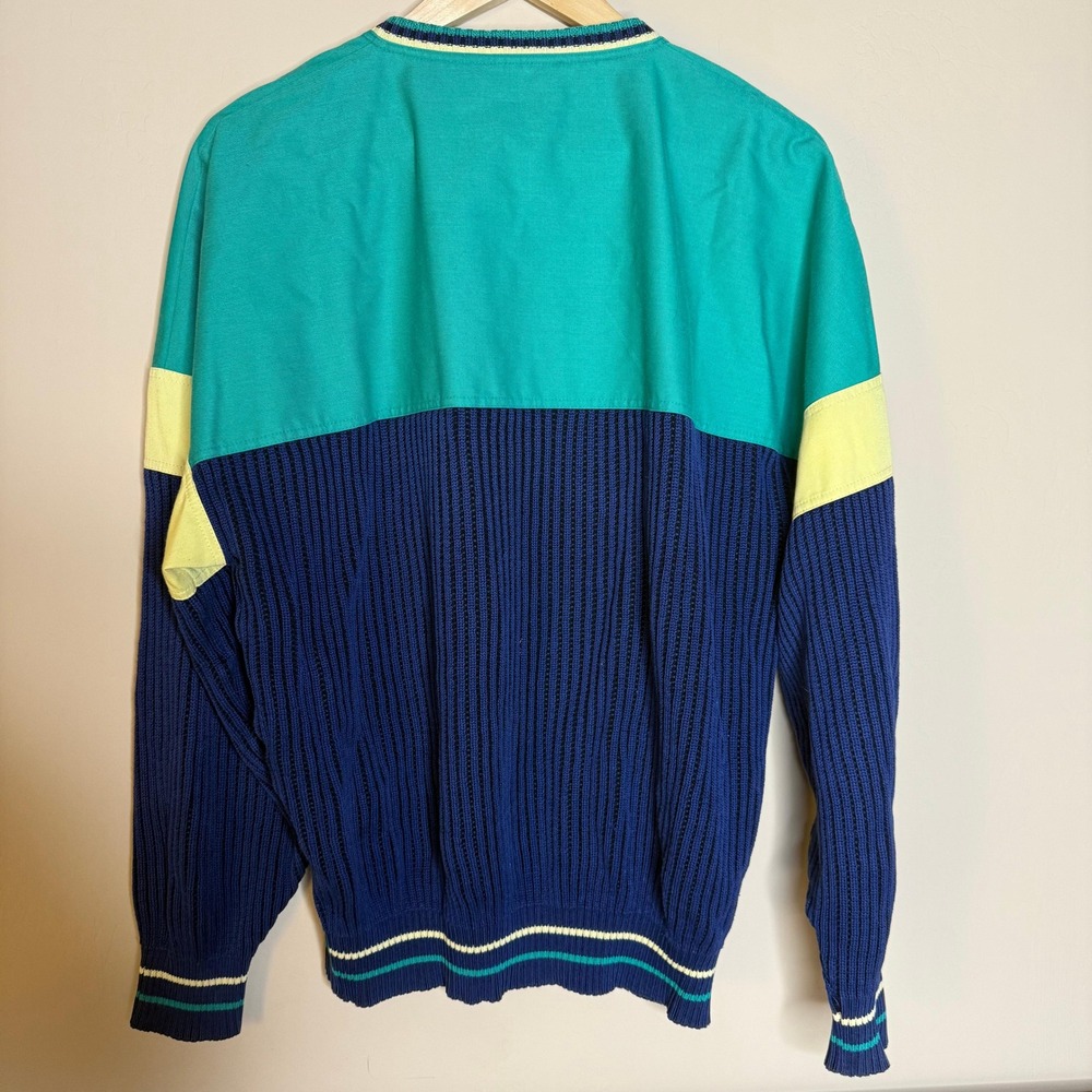 St. Croix Vintage 90s Colorblock Sailing Sailboat Pullover Sweater Size M - Picture 2 of 5